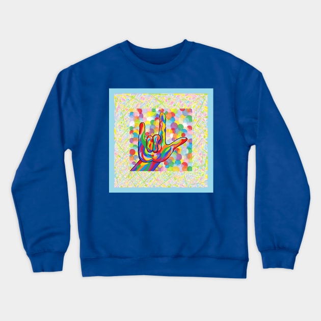 ASL Blue I Love You Crewneck Sweatshirt by EloiseART